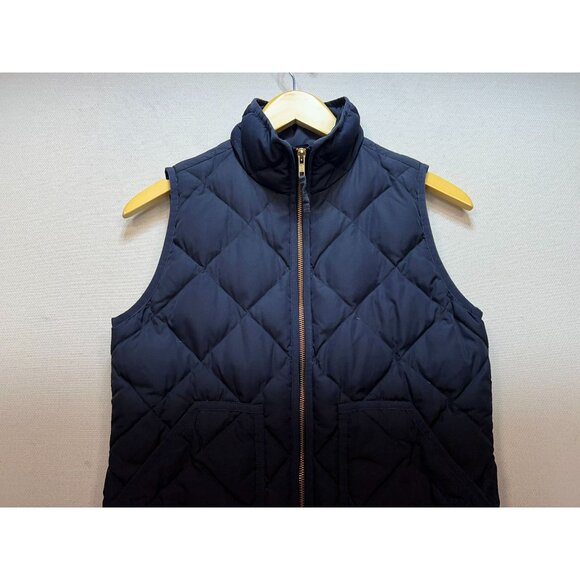 J.Crew Women's Cardigan Quilted Puffer Vest Full Zip Size XS Navy Blue Pockets - Picture 5 of 11